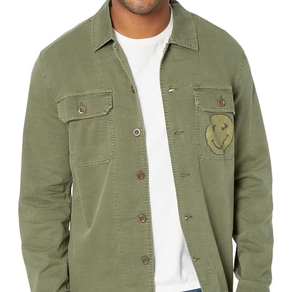 Lucky Brand Herringbone Smiley Face Workwear Shirt